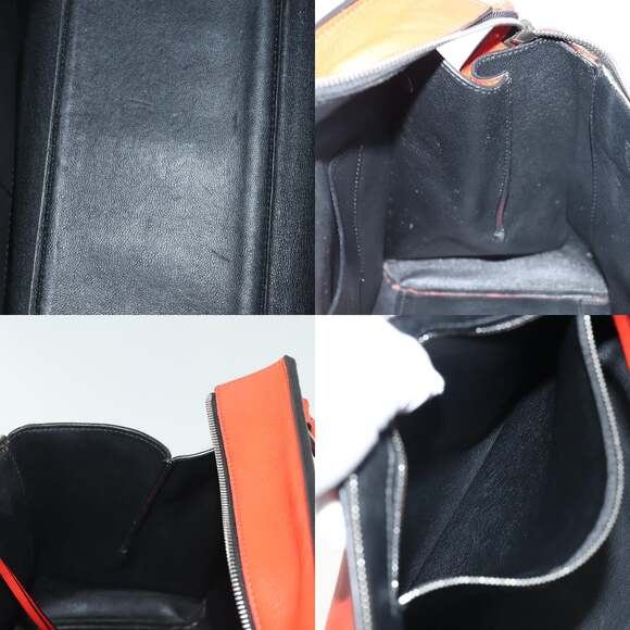 CELINE Edge Hand Bag Leather Orange Silver - Picture 12 of 13